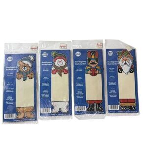 Cross Stitch Bookmark Kit Vintage NMI Needle Magic Christmas Holiday Lot of‎ 4